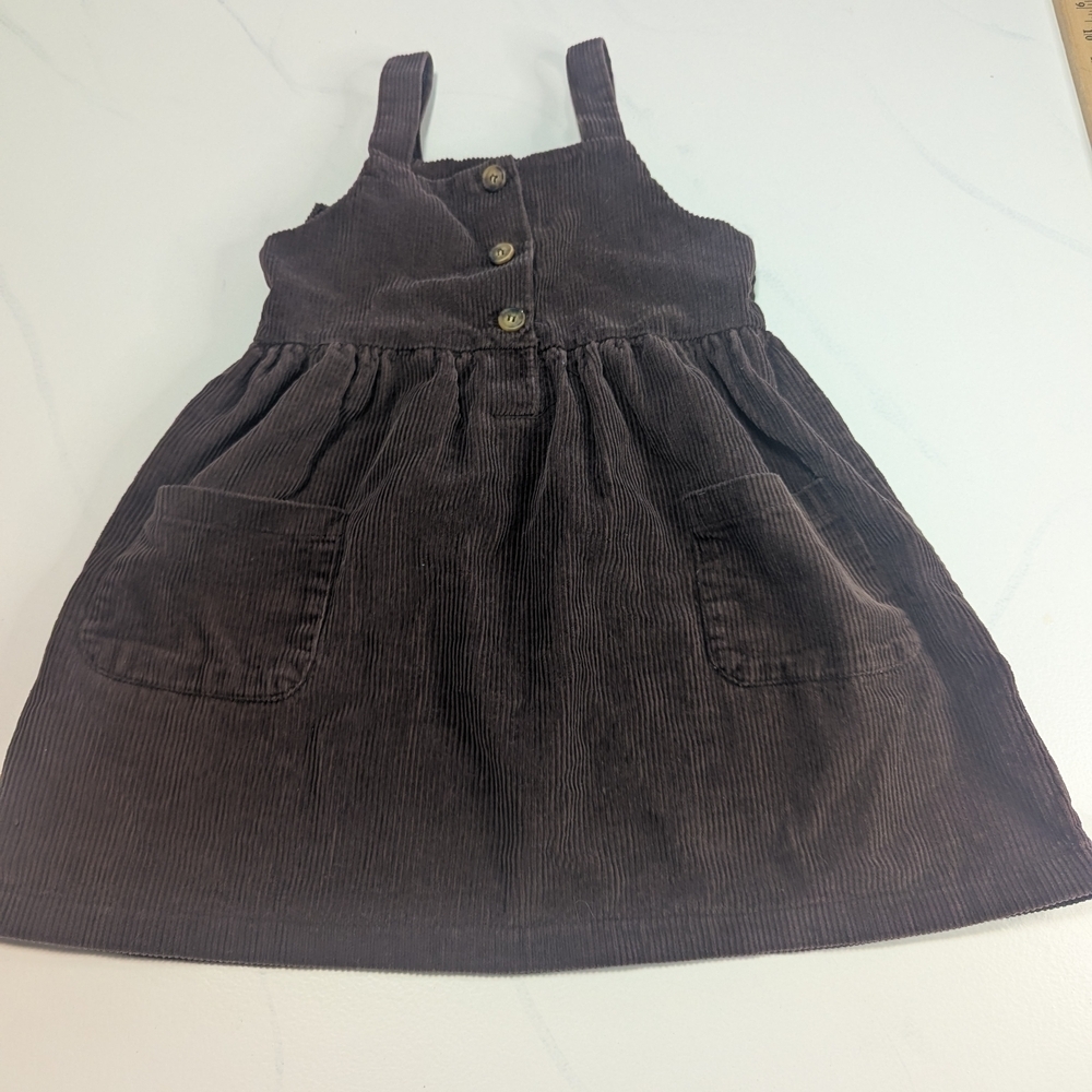 Nannette Kids Brown Corduroy 100%Cotton 3 Button Jumper/Dress, Size 6